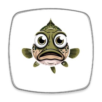 Poisson drôle aux grands yeux Poisson de dessin animé - Magnet carré - blanc - Devant