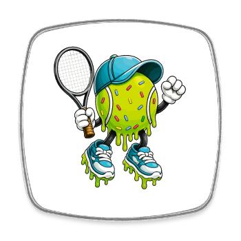 Dripping Tennis Ball Player Court Humor - Square fridge magnet - white - Front