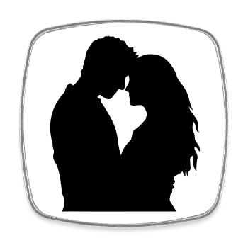 Couple Silhouette Amour Romance Petit ami de la Saint-Valentin - Magnet carré - blanc - Devant