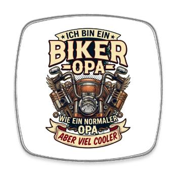Biker Opa Motorrad Lustiger Spruch Vintage - Viereckiger Kühlschrankmagnet - Weiß - Vorne