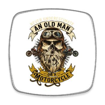 Alter Mann Motorrad Biker Totenkopf Vintage - Viereckiger Kühlschrankmagnet - Weiß - Vorne