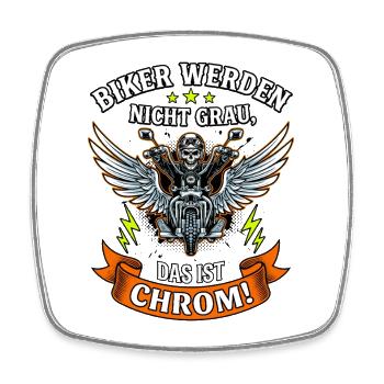 Biker werden nicht grau das ist Chrom Motorrad - Viereckiger Kühlschrankmagnet - Weiß - Vorne