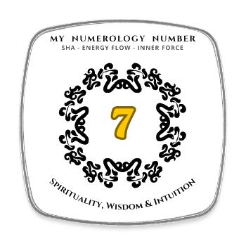 Numéro 7 Symbole de la spiritualité, de la sagesse et de l’intuition - Magnet carré - blanc - Devant