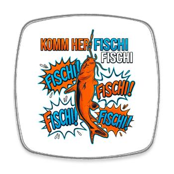 Komm her Fischi Lustiges Wels Angeln Comic - Viereckiger Kühlschrankmagnet - Weiß - Vorne
