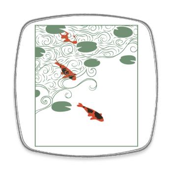 Wabi-sabi style Koi carp - Square fridge magnet - white - Front