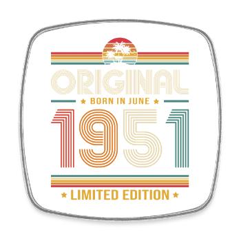 75th Birthday Gift Vintage June Vintage 1951 - Square fridge magnet - white - Front