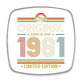 45th Birthday Gift Vintage June Vintage 1981 - Square fridge magnet - white - Front