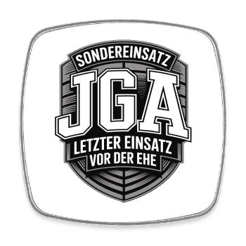 JGA Sondereinsatz Letzter Einsatz Ehe - Viereckiger Kühlschrankmagnet - Weiß - Vorne