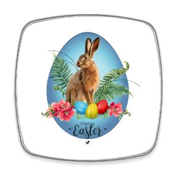 Hase, Ostereier und Kirschblüten Abbildung - Viereckiger Kühlschrankmagnet - Weiß - Vorne