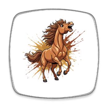 Cheval sauvage dans un flot de couleurs - Magnet carré - blanc - Devant