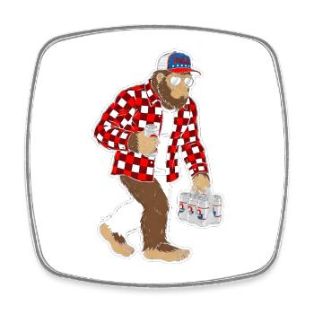 Bigfoot in Red Plaid Beerwear - Square fridge magnet - white - Front