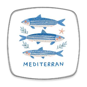 Sardinen - Mediterrane Trilogie - Viereckiger Kühlschrankmagnet - Weiß - Vorne
