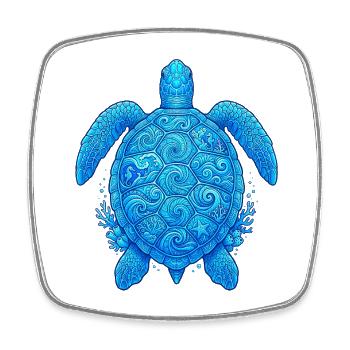 Blaue Meeres Schildkröte - Viereckiger Kühlschrankmagnet - Weiß - Vorne