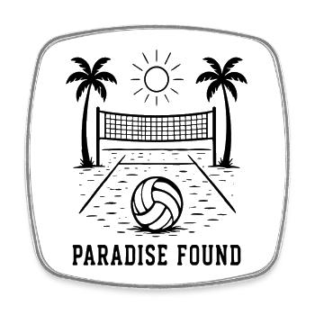 Paradise Found Beach Volleyball Sommer Paradies - Viereckiger Kühlschrankmagnet - Weiß - Vorne