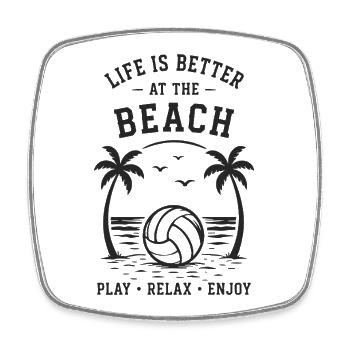 La vie est meilleure à la plage, jouez, détendez-vous, profitez-en - Magnet carré - blanc - Devant