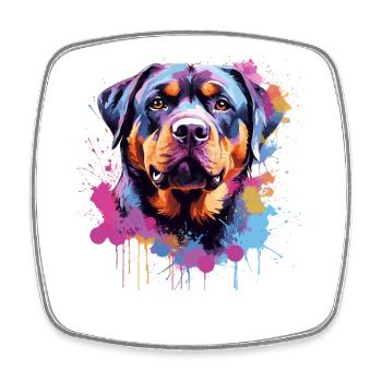 Rottweiler Colorful Splash Art Dog - Square fridge magnet - white - Front