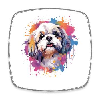 Colorful Splash Art Shih Tzu Dog - Square fridge magnet - white - Front