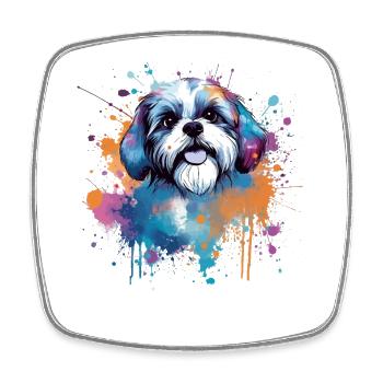 Vibrant Pup Splash Shih Tzu - Square fridge magnet - white - Front