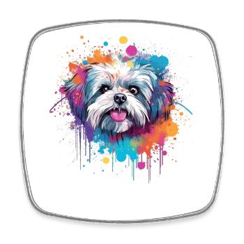 Shih Tzu Dog Splash Art Bunt - Viereckiger Kühlschrankmagnet - Weiß - Vorne