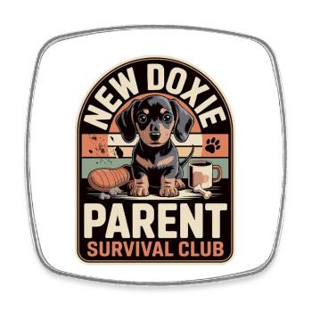 Dackel Survival Club - Viereckiger Kühlschrankmagnet - Weiß - Vorne