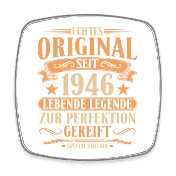 Original seit 1946 – 80. Geburtstag Retro - Viereckiger Kühlschrankmagnet - Weiß - Vorne