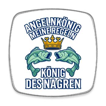Angelkönig Meine Regeln Krone Fische Angler - Viereckiger Kühlschrankmagnet - Weiß - Vorne