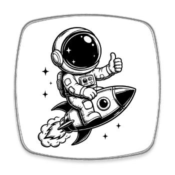 Astronaut on rocket space adventure - Square fridge magnet - white - Front