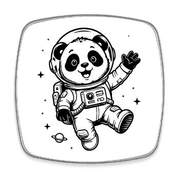 Astronaut Panda Weltraum Winken Abenteuer - Viereckiger Kühlschrankmagnet - Weiß - Vorne
