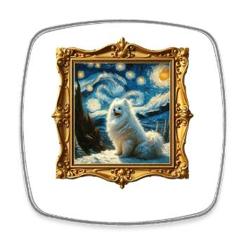 Spitz Zwergspitz Starry Night - Viereckiger Kühlschrankmagnet - Weiß - Vorne