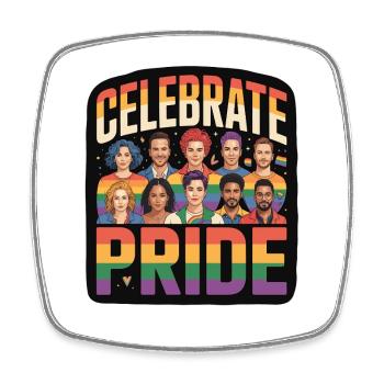 Celebrate Pride LGBTQ Regenbogen - Viereckiger Kühlschrankmagnet - Weiß - Vorne