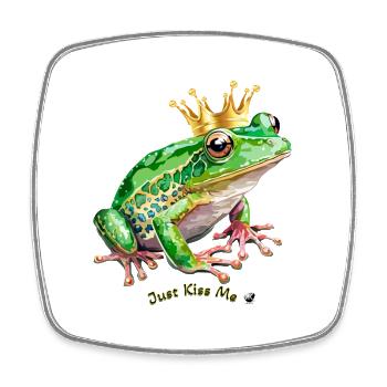 Frosch mit eine Krone Abbildung mit Inschrift - Viereckiger Kühlschrankmagnet - Weiß - Vorne