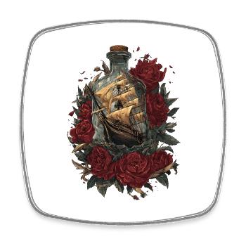 Ship in Bottle - Roses and Freedom - Square fridge magnet - white - Front