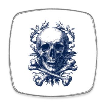 Crâne Floral – Beauté Sombre - Magnet carré - blanc - Devant