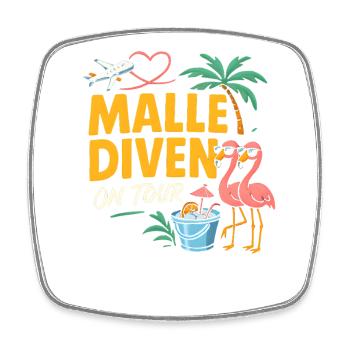Malle Divas On Tour Women's Flamingo Mallorca Party - Square fridge magnet - white - Front