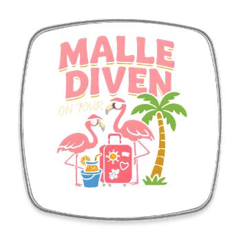 Malle Diven On Tour Damen Flamingo Mallorca Party - Viereckiger Kühlschrankmagnet - Weiß - Vorne