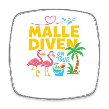 Malle Diven On Tour Damen Flamingo Mallorca Party - Viereckiger Kühlschrankmagnet - Weiß - Vorne