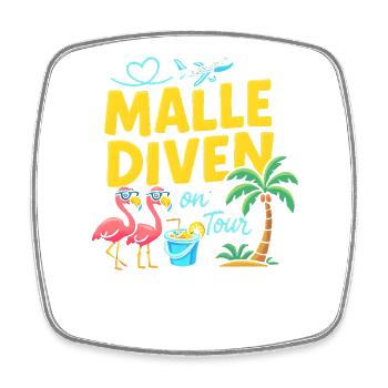 Malle Divas On Tour Women's Flamingo Mallorca Party - Square fridge magnet - white - Front