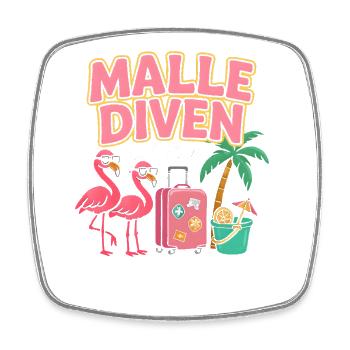Malle Divas On Tour Women's Flamingo Mallorca Party - Square fridge magnet - white - Front