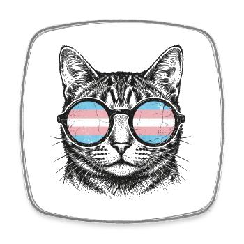 LGBT-Pride-Monat – Trans-Pride-Katze - Viereckiger Kühlschrankmagnet - Weiß - Vorne