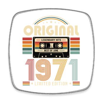 Cadeau du 55e anniversaire Millésime juin 1971 - Magnet carré - blanc - Devant