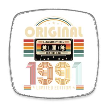 Cadeau du 35e anniversaire Millésime de juin Millésime 1991 - Magnet carré - blanc - Devant