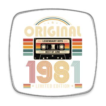 Cadeau du 45e anniversaire Millésime Juin Millésime 1981 - Magnet carré - blanc - Devant