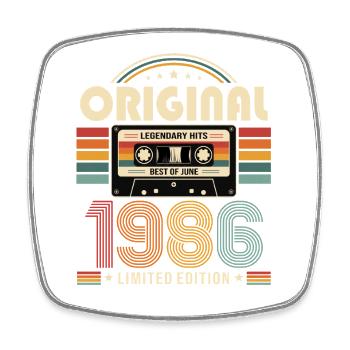 Cadeau du 40e anniversaire Millésime de juin 1986 - Magnet carré - blanc - Devant