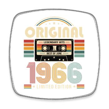 60. Geburtstag Geschenk Vintage Juni Jahrgang 1966 - Viereckiger Kühlschrankmagnet - Weiß - Vorne