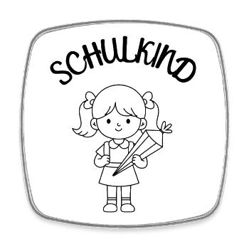 Schulkind Mädchen Einschulung Schultüte - Viereckiger Kühlschrankmagnet - Weiß - Vorne