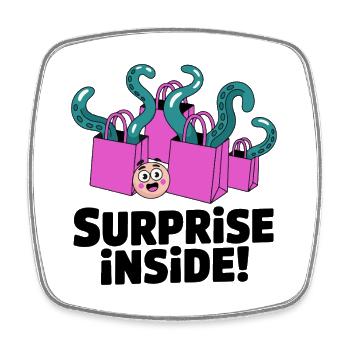 Surprise Inside Octopus Bags - Square fridge magnet - white - Front