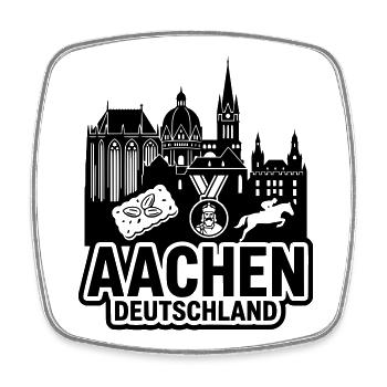 Aachen NRW Nordrhein-Westfalen Silhouette - Viereckiger Kühlschrankmagnet - Weiß - Vorne