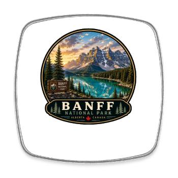 Banff National Park Vacation Camping Hiking Nature - Square fridge magnet - white - Front