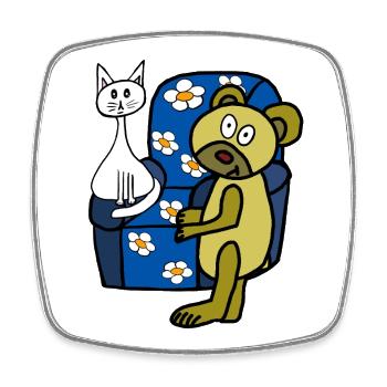 Teddy Teddy Bear Chat, Chats, Enfants Enfants - Magnet carré - blanc - Devant