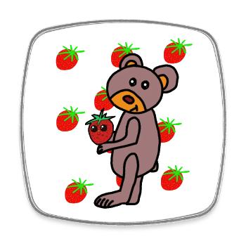 Ours pour enfants Nounours Fraise - Magnet carré - blanc - Devant